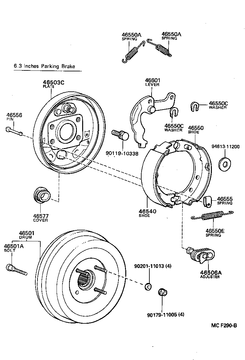 46105-36041 BRACKET SUB-ASSY, PARKING BRAKE PLANGER OR PEDAL product image