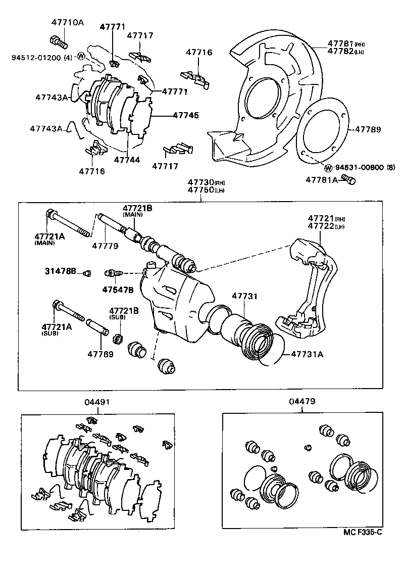 47722-40010 MOUNTING, FRONT DISC BRAKE CYLINDER, LH product image