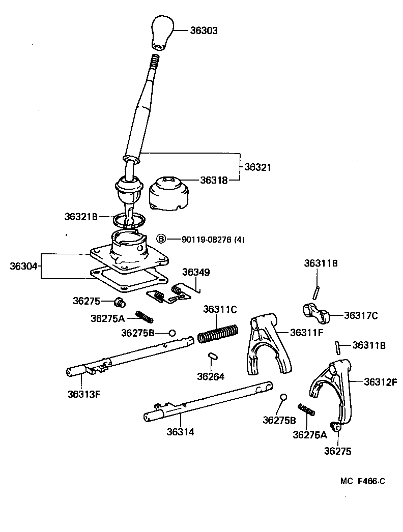36314-35060 SHAFT, TRANSFER HIGH AND LOW SHIFT FORK product image