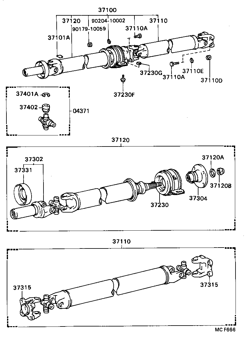 37100-24290 SHAFT ASSY, PROPELLER W/CENTER BEARING product image