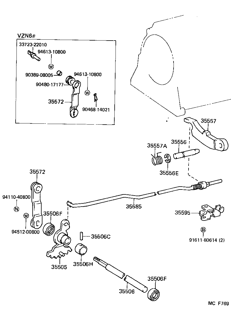 35572-35010 LEVER, TRANSMISSION CONTROL SHAFT, RH product image