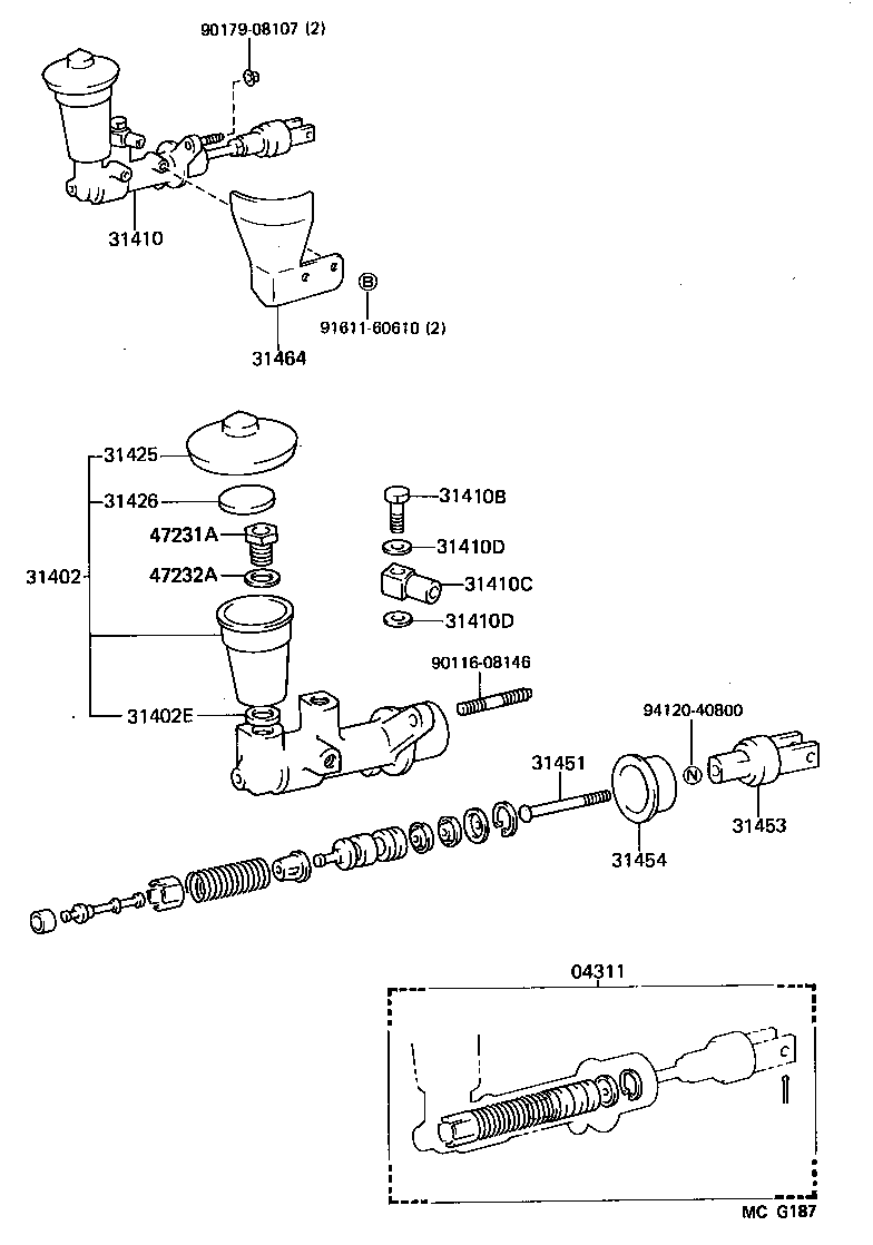 31404-14030 CLEVIS, CLUTCH MASTER CYLINDER PUSH ROD product image