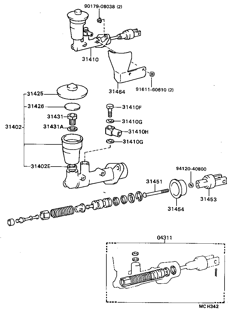 31410-22200 CYLINDER ASSY, CLUTCH MASTER product image
