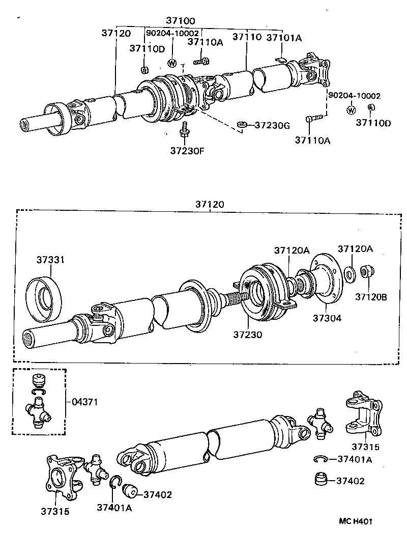 37100-22320 SHAFT ASSY, PROPELLER W/CENTER BEARING product image