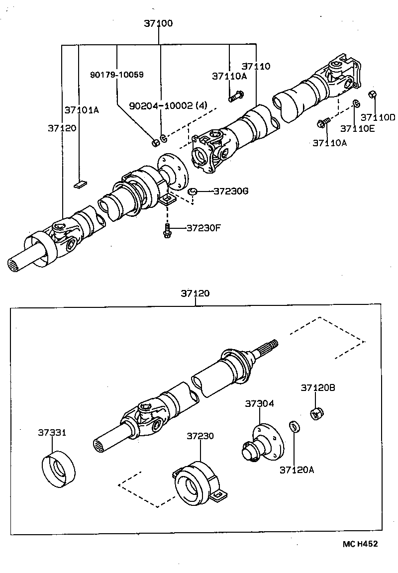 37100-24290 SHAFT ASSY, PROPELLER W/CENTER BEARING product image