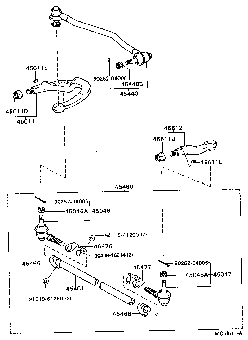 45045-39015 END SUB-ASSY, STEERING RELAY ROD, LH product image