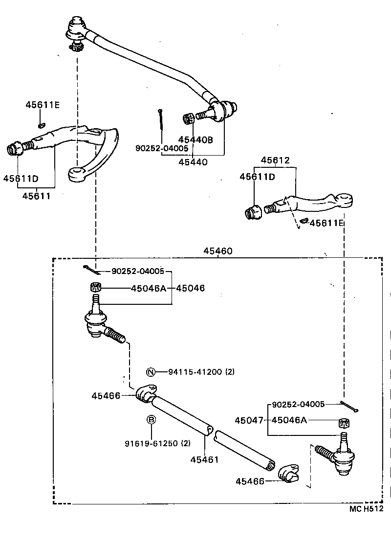 45045-39015 END SUB-ASSY, STEERING RELAY ROD, LH product image