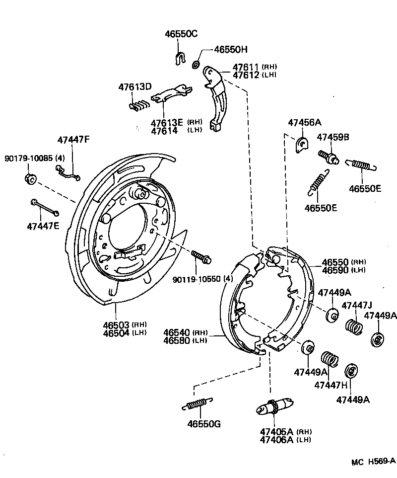 46504-50010 PLATE SUB-ASSY, PARKING BRAKE, LH product image