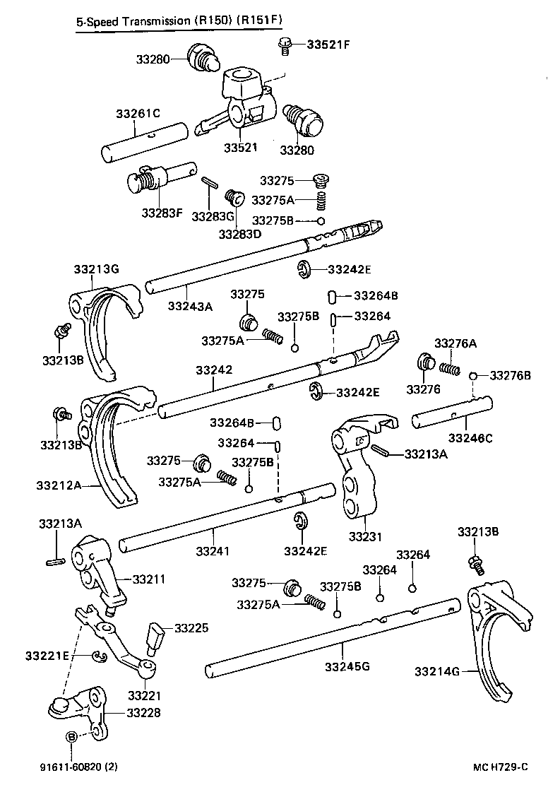 33242-60050 SHAFT, GEAR SHIFT FORK, NO.1 product image
