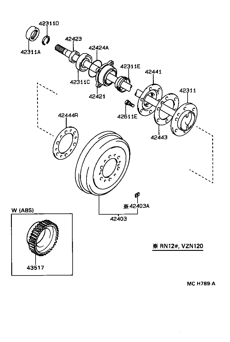42421-35040 CASE, REAR AXLE BEARING product image