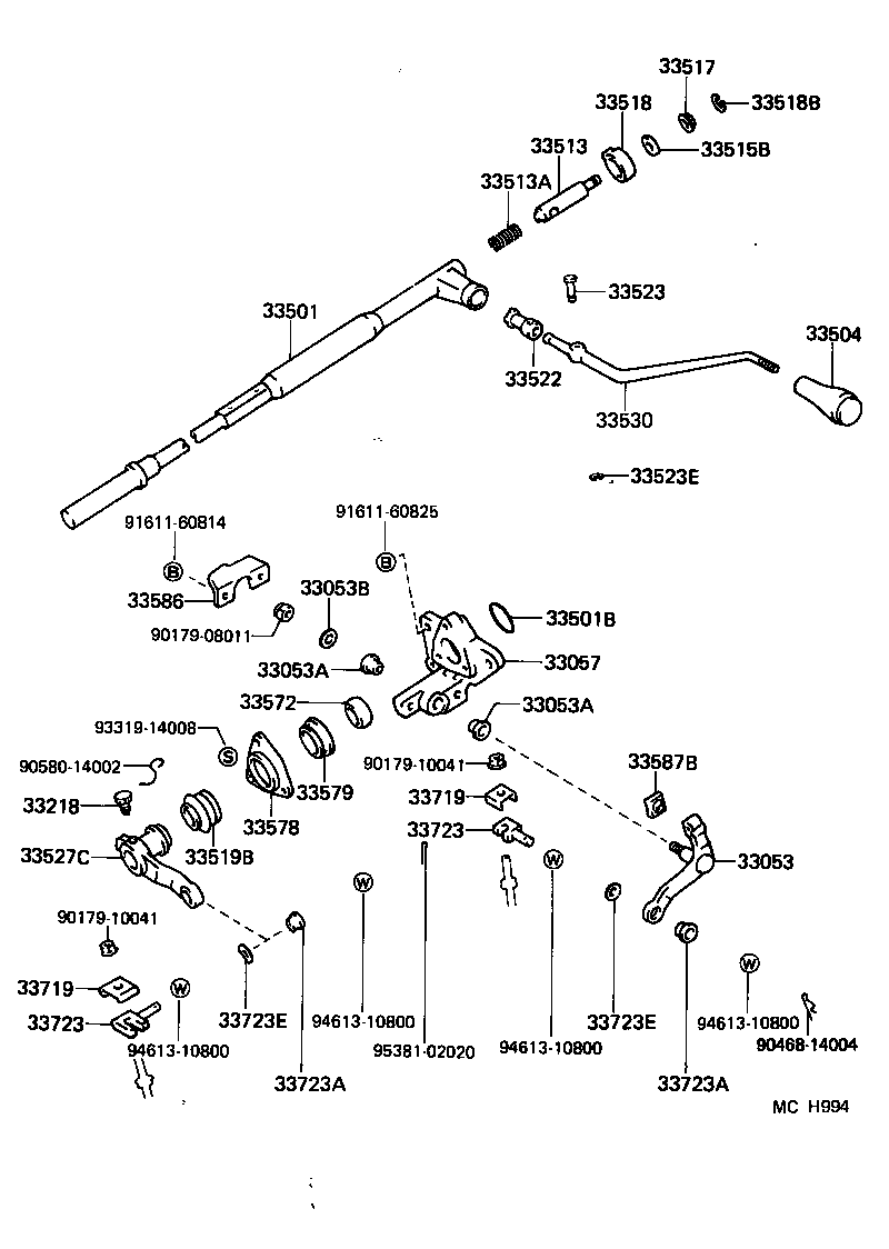 33501-30490 SHAFT SUB-ASSY, CONTROL (FOR COLUMN SHIFT) product image