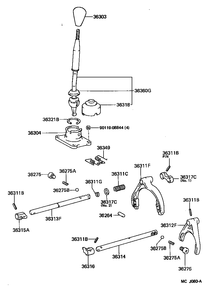 36312-35040 FORK, TRANSFER GEAR SHIFT, NO.2 product image