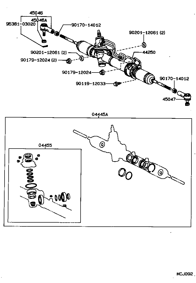 44204-20170 RACK SUB-ASSY, POWER STEERING product image
