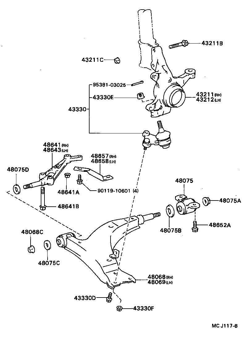48641-20100 SHAFT, LOWER ARM, RH product image
