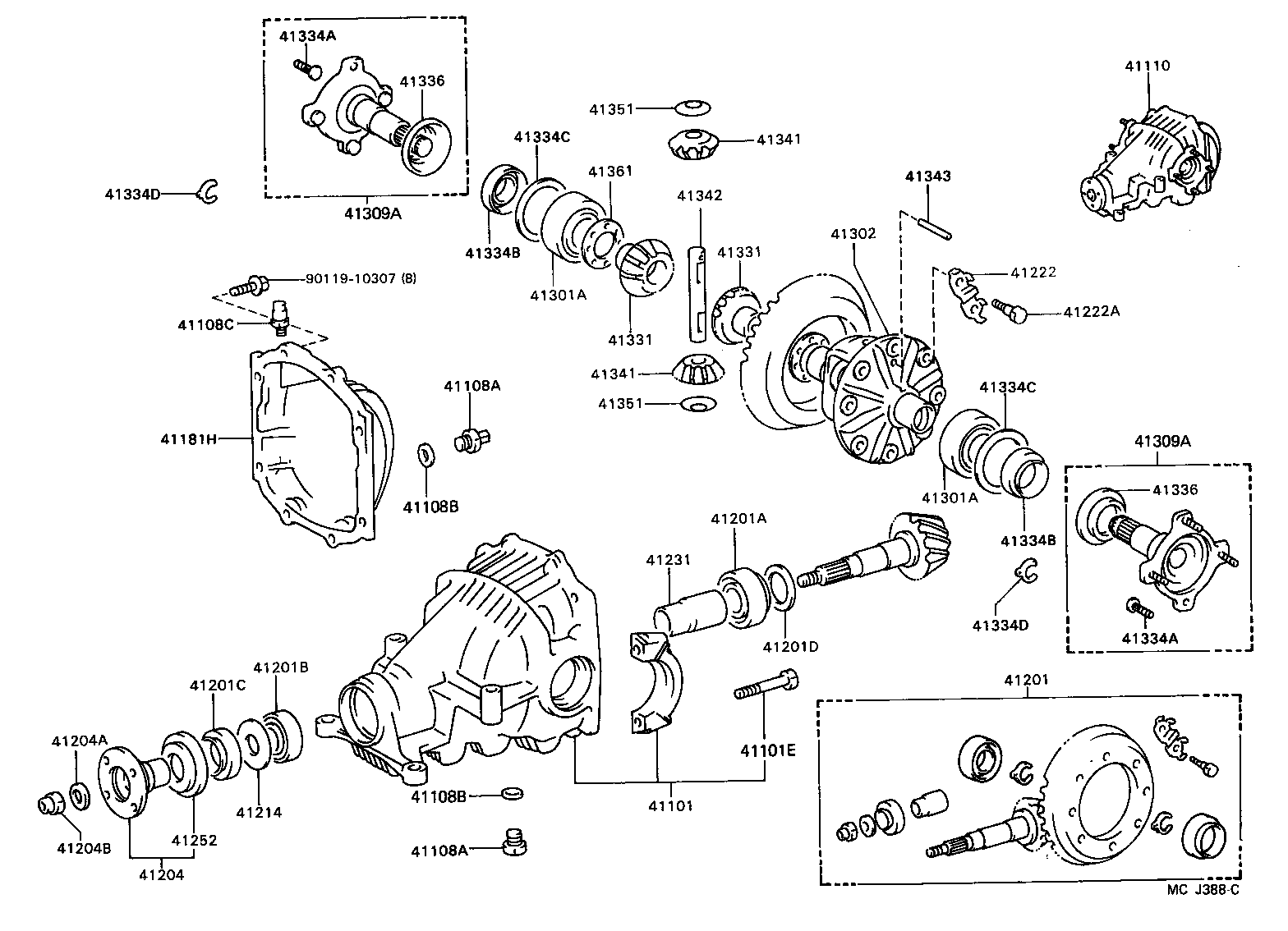 41309-20030 SHAFT SUB-ASSY, REAR DIFFERENTIAL SIDE GEAR product image