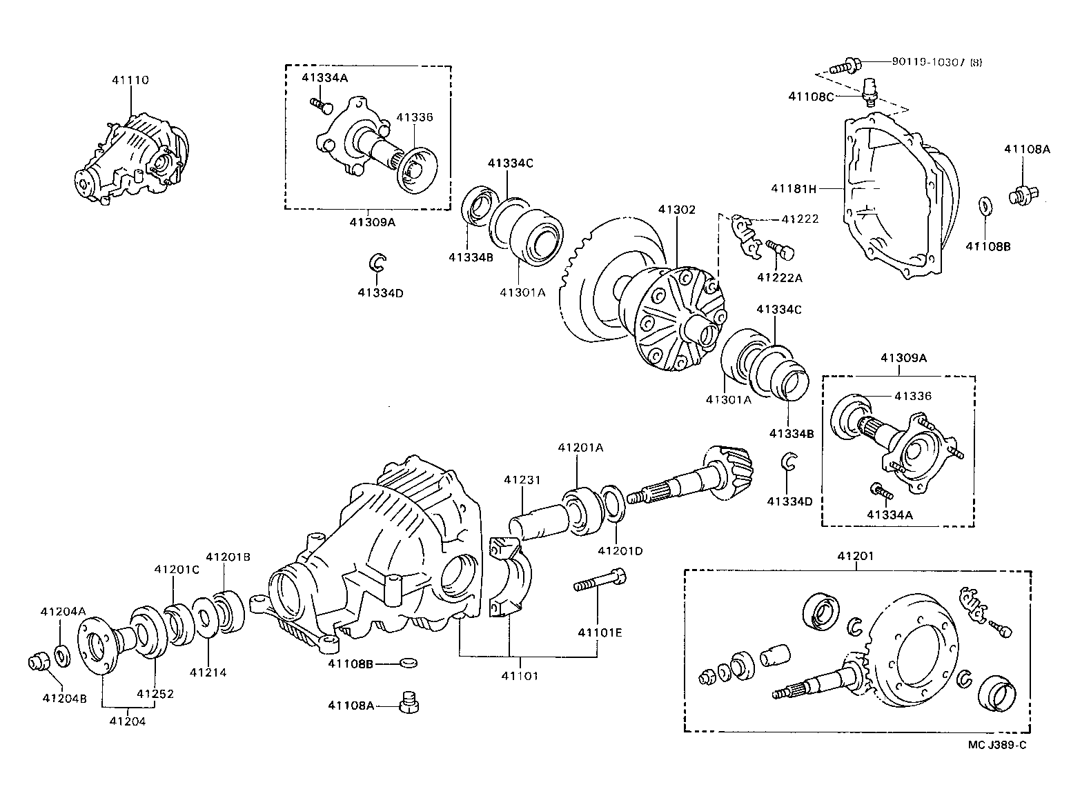 41309-20030 SHAFT SUB-ASSY, REAR DIFFERENTIAL SIDE GEAR product image
