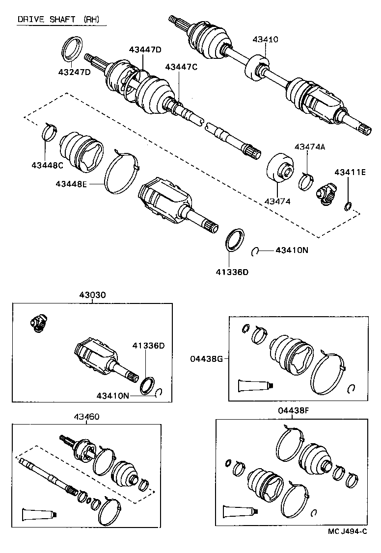 04438-20150 BOOT KIT, FRONT DRIVE SHAFT, IN & OUTBOARD, RH product image