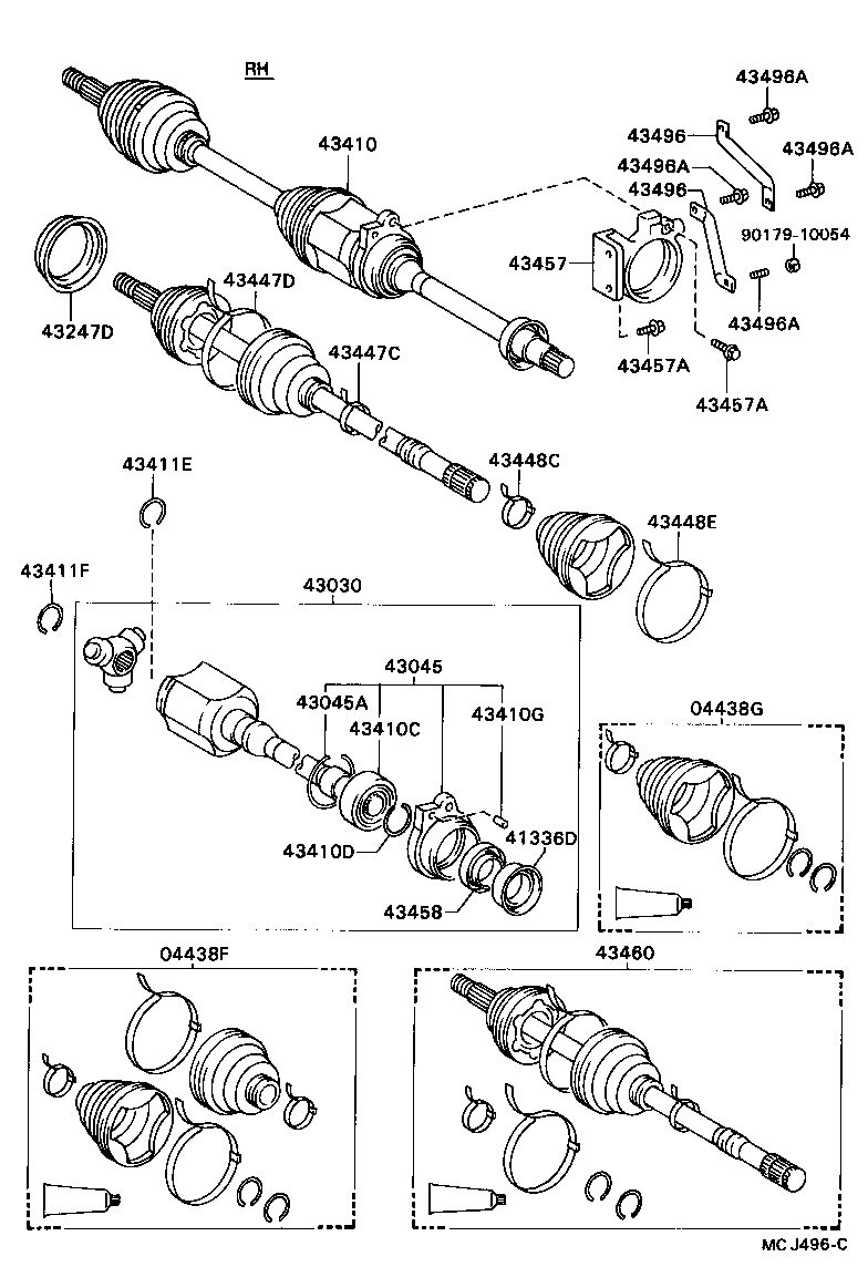 04438-20150 BOOT KIT, FRONT DRIVE SHAFT, IN & OUTBOARD, RH product image