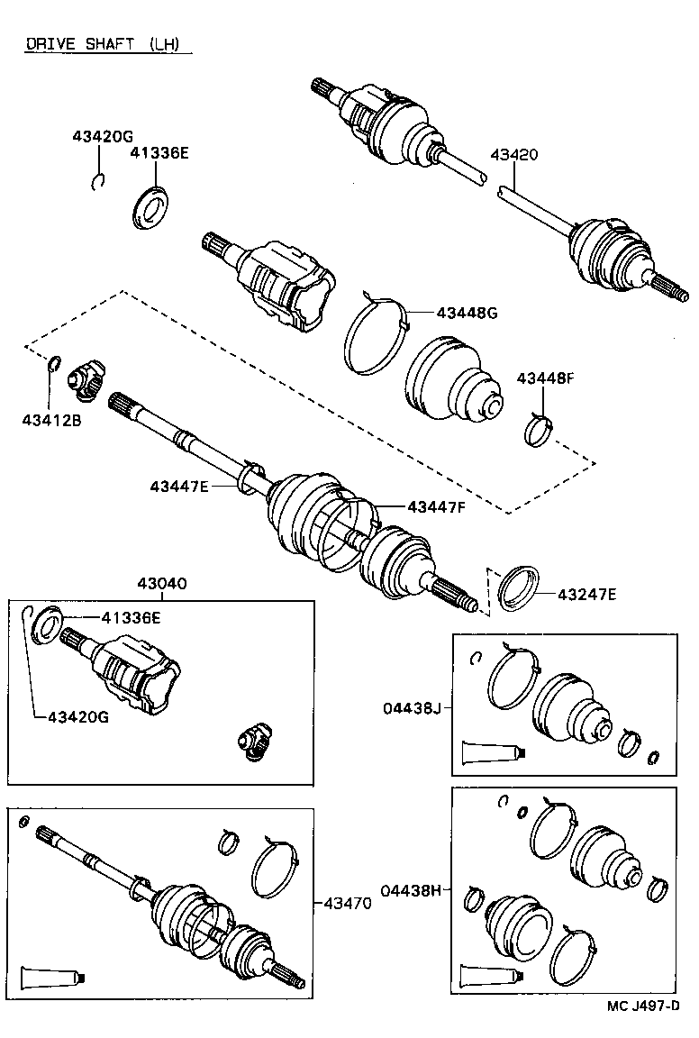 04438-20150 BOOT KIT, FRONT DRIVE SHAFT, IN & OUTBOARD, RH product image