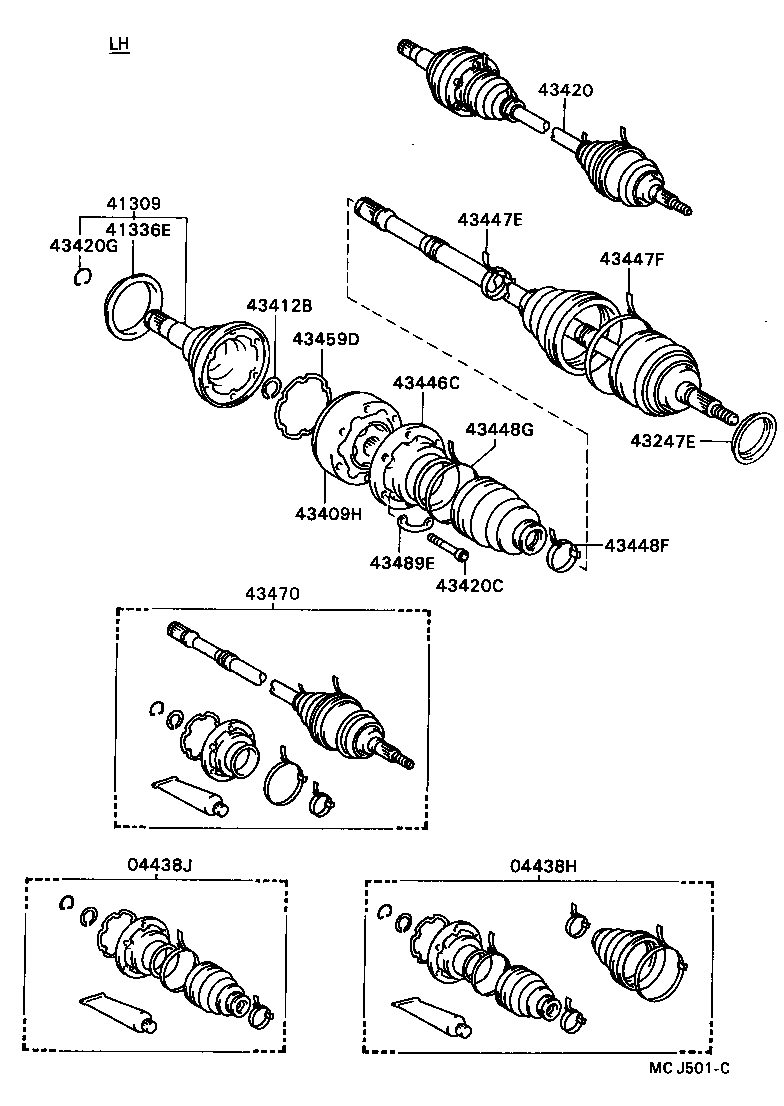 04438-20150 BOOT KIT, FRONT DRIVE SHAFT, IN & OUTBOARD, RH product image
