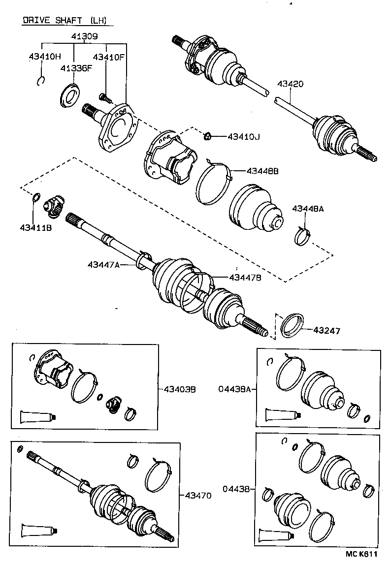 04438-20040 BOOT KIT, FRONT DRIVE SHAFT INBOARD JOINT product image