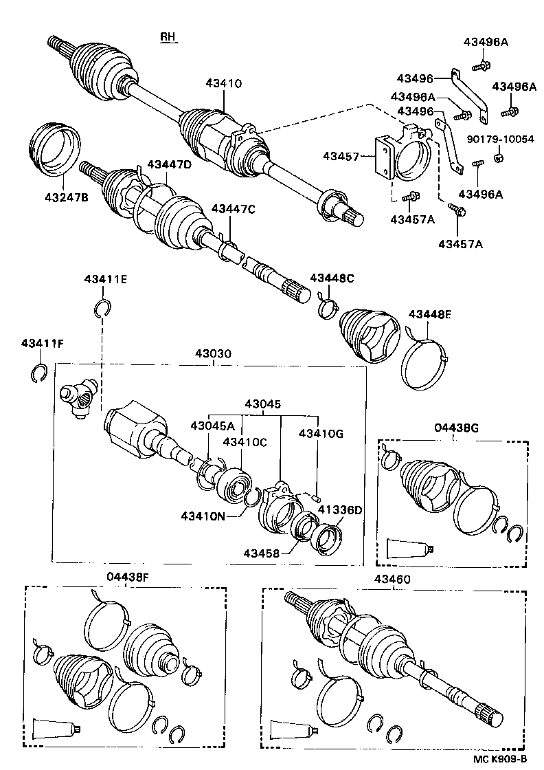 04438-32140 BOOT KIT, FRONT DRIVE SHAFT INBOARD JOINT, RH product image