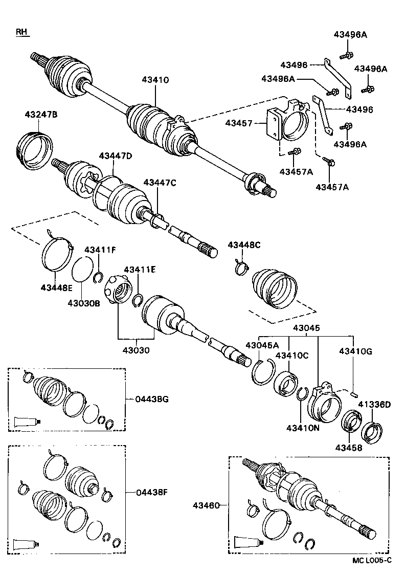 04438-32140 BOOT KIT, FRONT DRIVE SHAFT INBOARD JOINT, RH product image