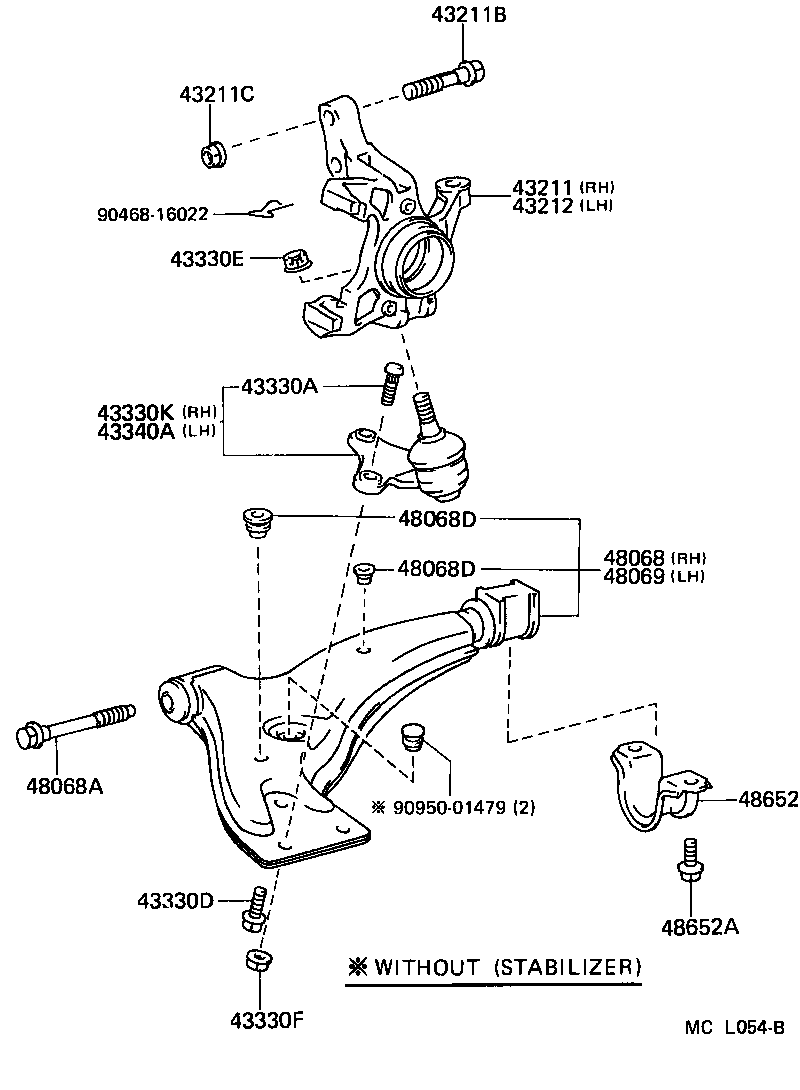 43330-19085 JOINT ASSY, LOWER BALL, FRONT RH product image