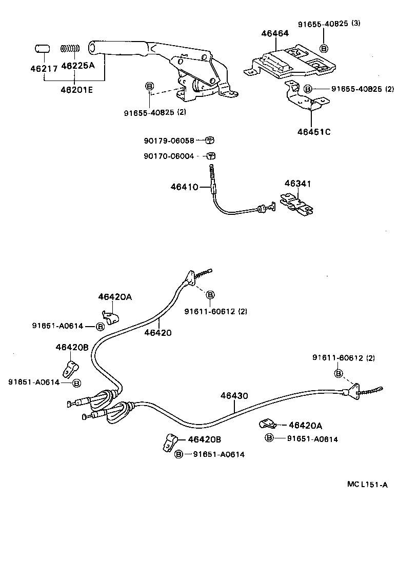 46430-16140 CABLE ASSY, PARKING BRAKE, NO.3 product image