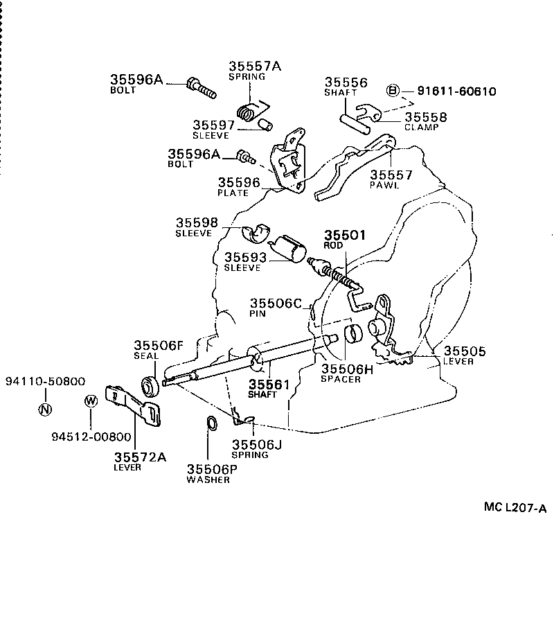 35505-20040 LEVER SUB-ASSY, MANUAL VALVE product image