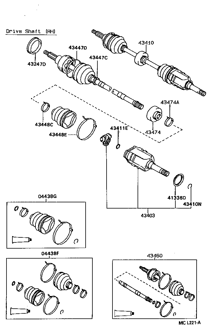 04438-12172 BOOT KIT, FRONT DRIVE SHAFT, IN & OUTBOARD, RH product image