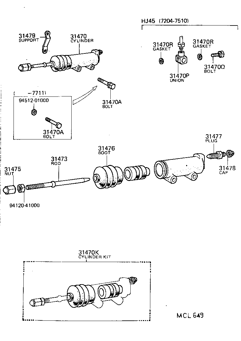 31475-60010 NUT, CLUTCH RELEASE CYLINDER PUSH ROD product image