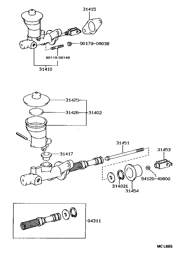 31410-20301 CYLINDER ASSY, CLUTCH MASTER product image
