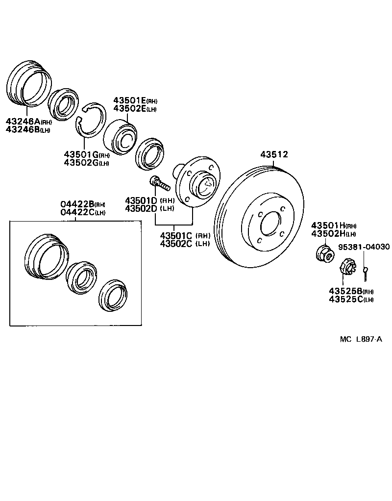 90080-36041 BEARING (FOR FRONT AXLE HUB RH) product image