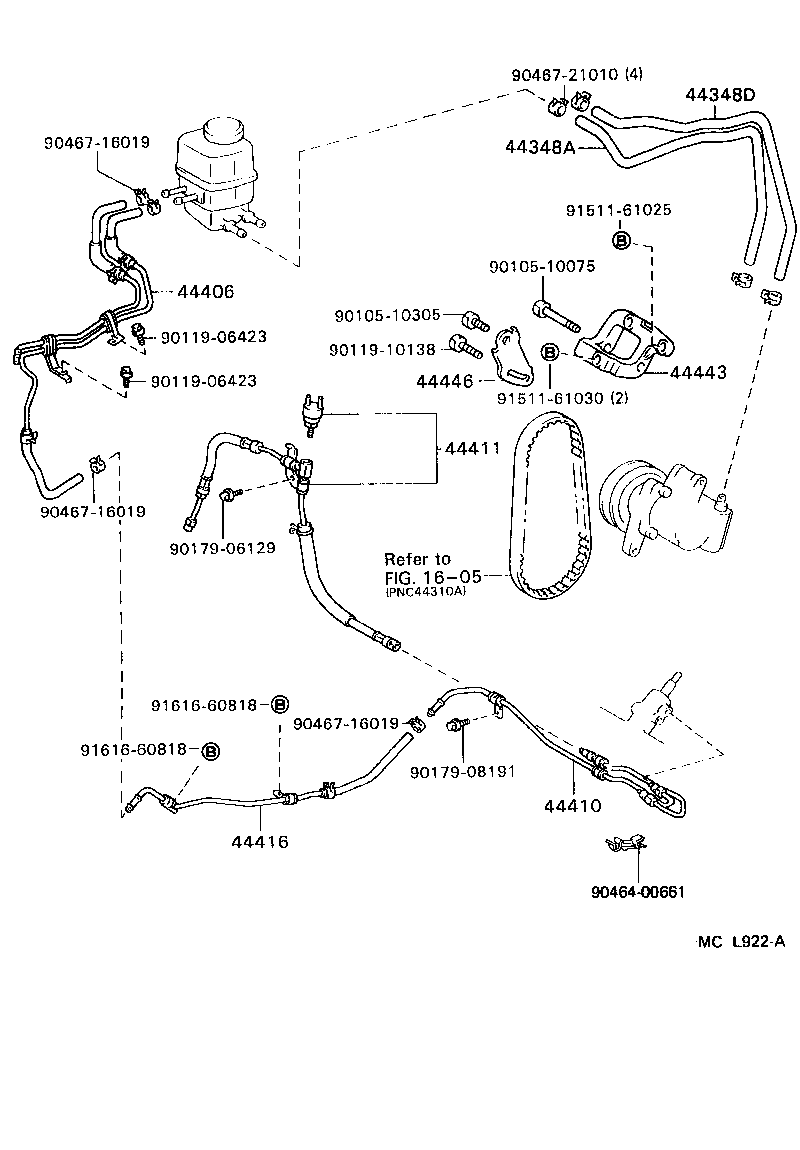 44348-33100 HOSE, OIL RESERVOIR TO PUMP, NO.2 product image