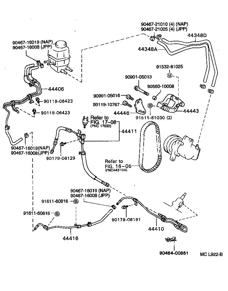 44348-06070 HOSE, OIL RESERVOIR TO PUMP, NO.2 product image