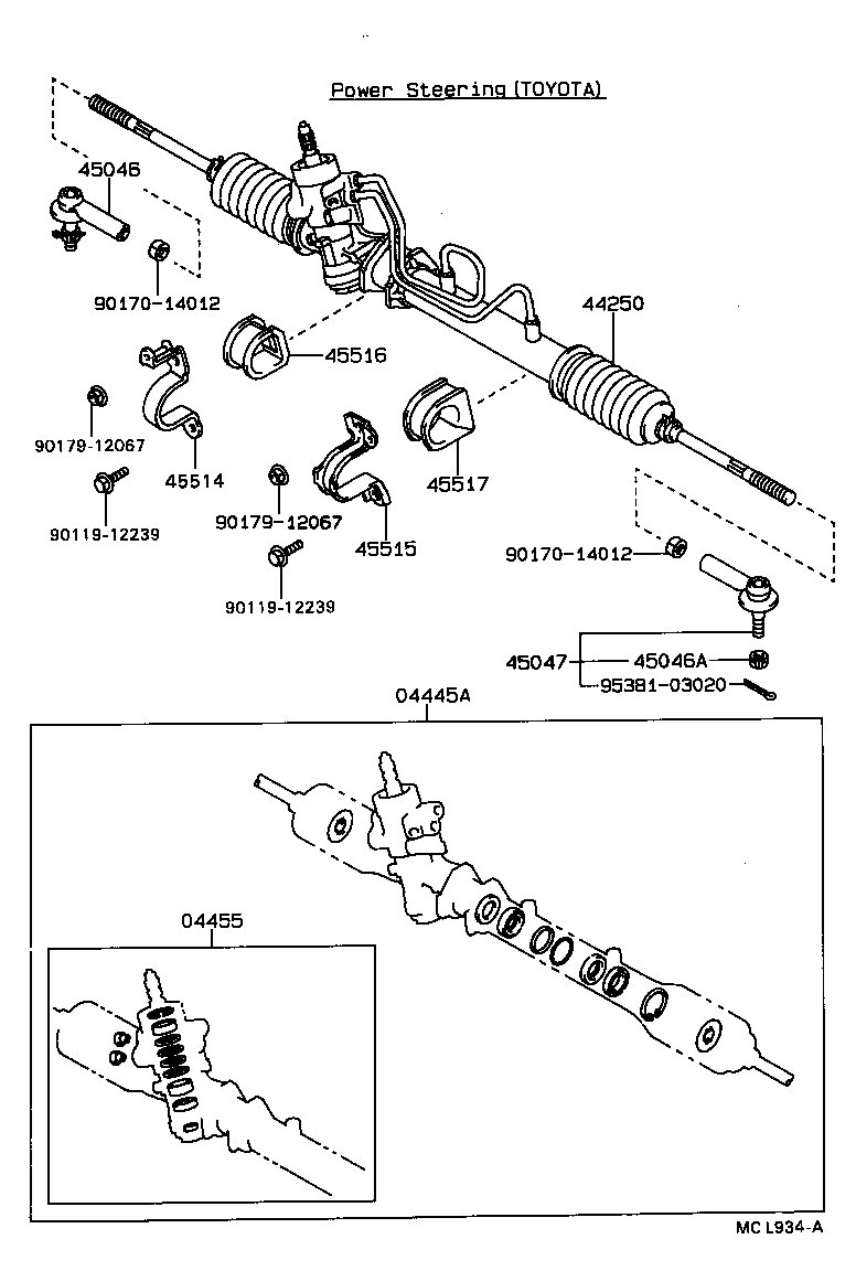 44204-12031 RACK SUB-ASSY, POWER STEERING product image