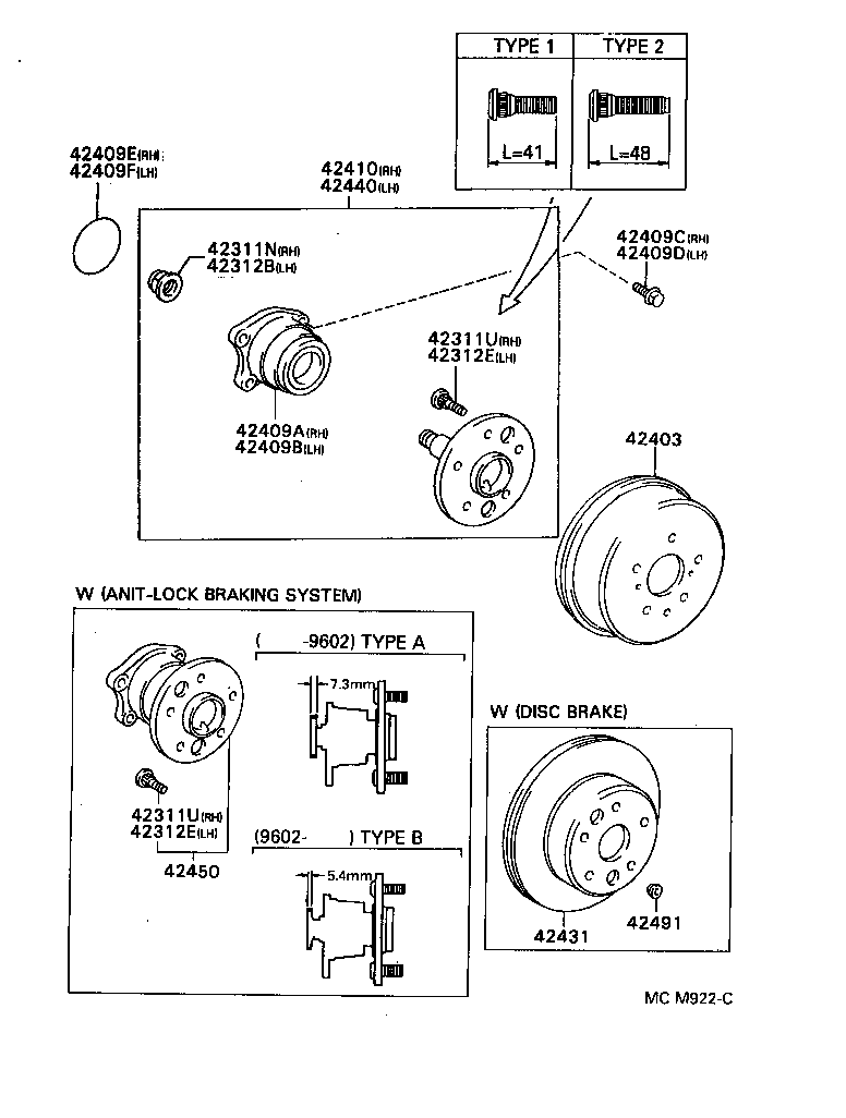 42410-05010 HUB & BEARING ASSY, REAR AXLE, RH product image