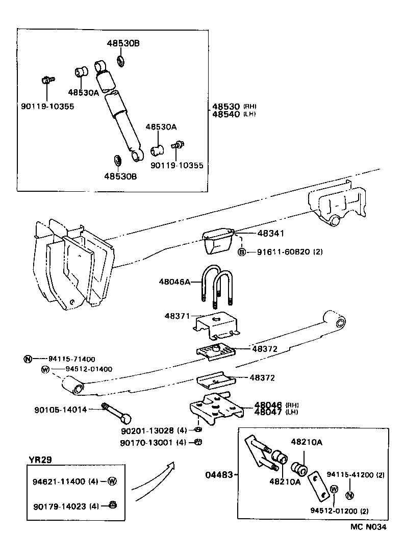 48046-28030 SEAT SUB-ASSY, SPRING U BOLT, RH product image