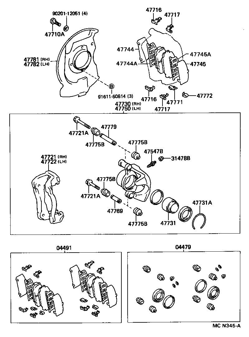 04479-26050 CYLINDER KIT, DISC BRAKE, FRONT product image