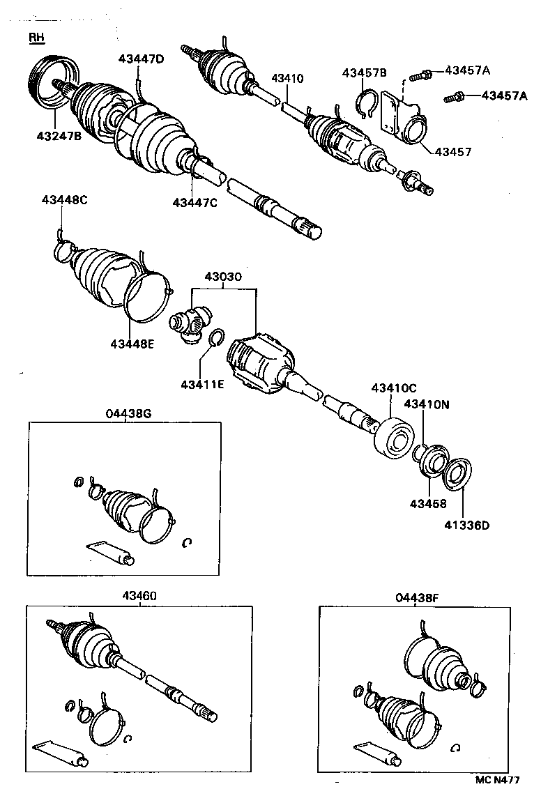 04438-32140 BOOT KIT, FRONT DRIVE SHAFT INBOARD JOINT, RH product image