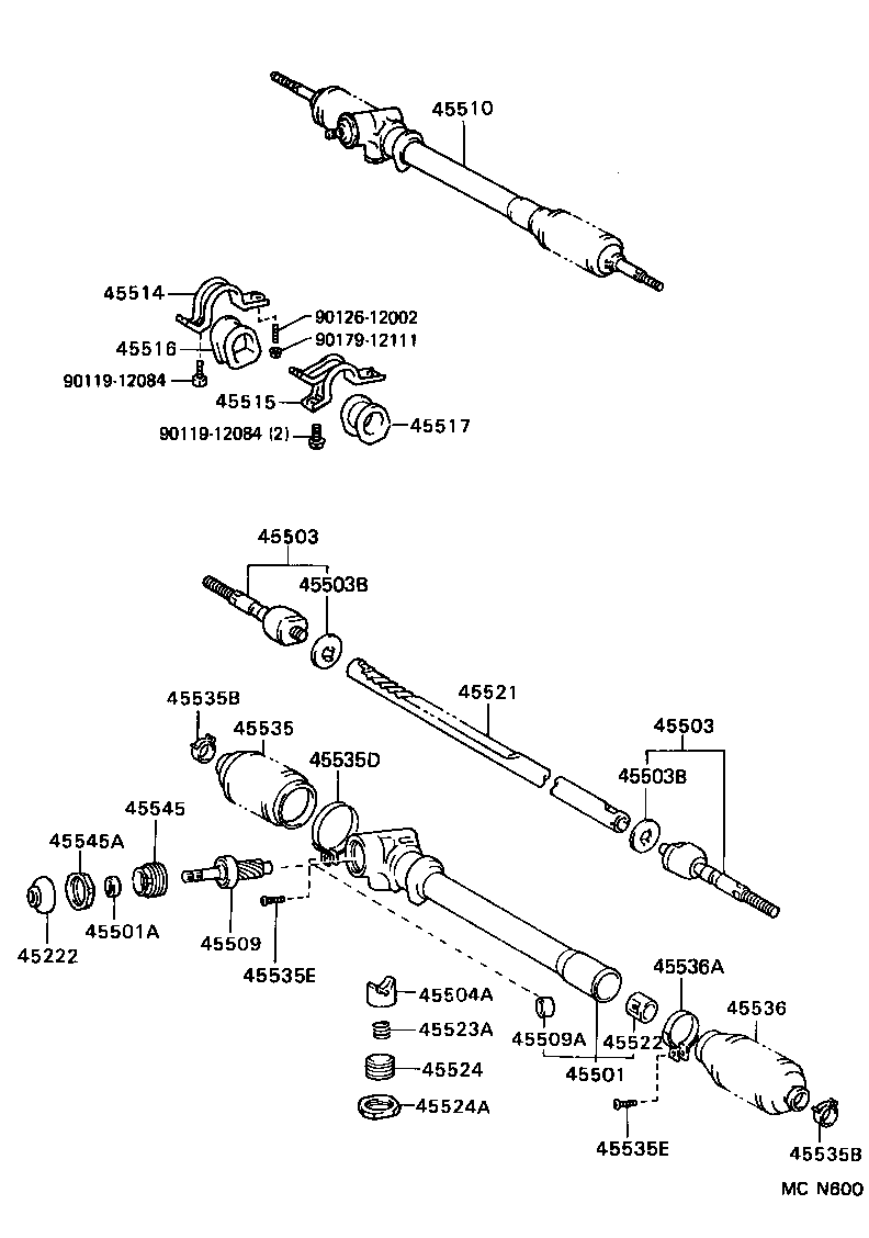 44204-28080 RACK SUB-ASSY, POWER STEERING product image