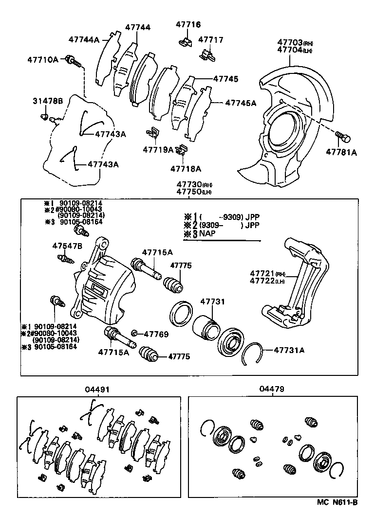 04465-02020 PAD KIT, DISC BRAKE, FRONT product image