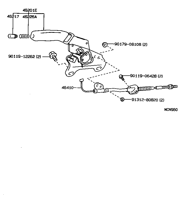 46201-22240 PEDAL SUB-ASSY, PARKING BRAKE product image