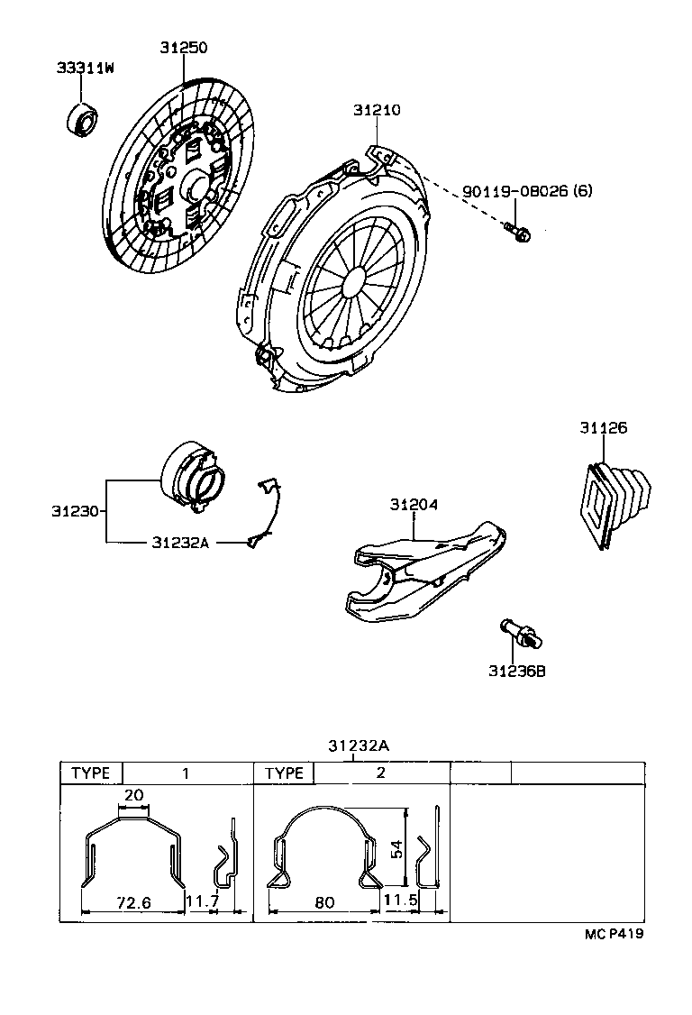 31126-34010 BOOT, CLUTCH RELEASE FORK product image