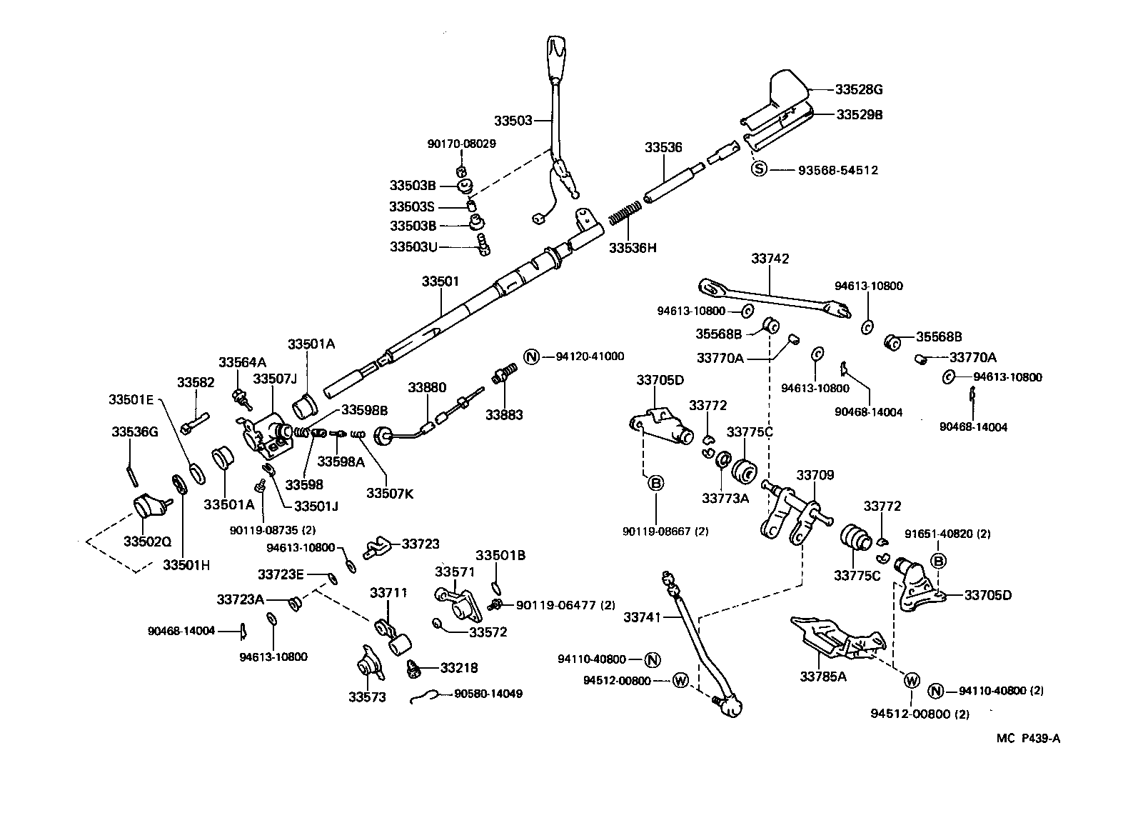 33507-35030 SUPPORT SUB-ASSY, CONTROL SHAFT (FOR COLUMN SHIFT) product image