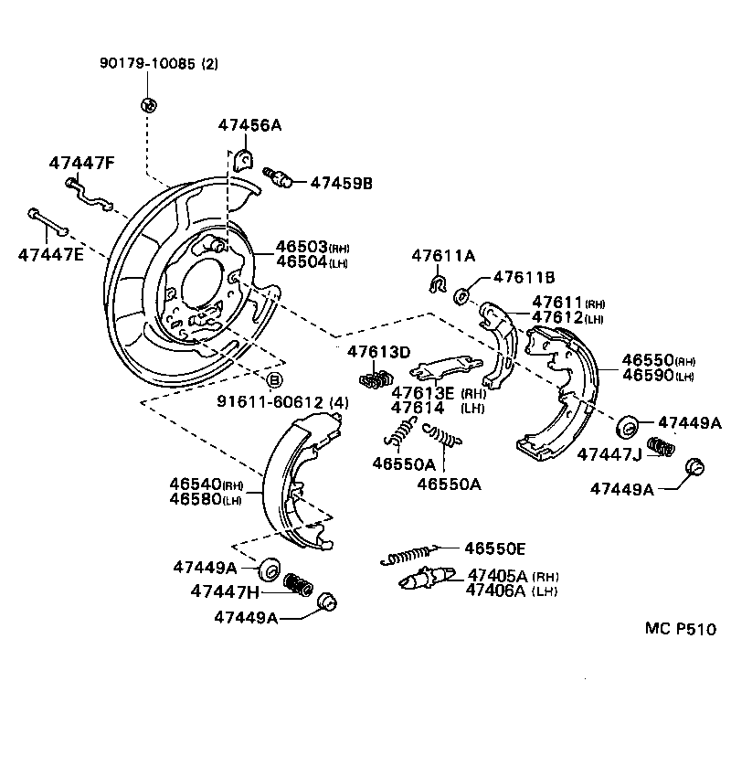 46503-24030 PLATE SUB-ASSY, PARKING BRAKE, RH product image