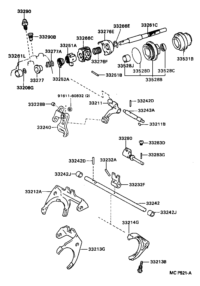 33261-20090 SHAFT, SHIFT & SELECT LEVER product image