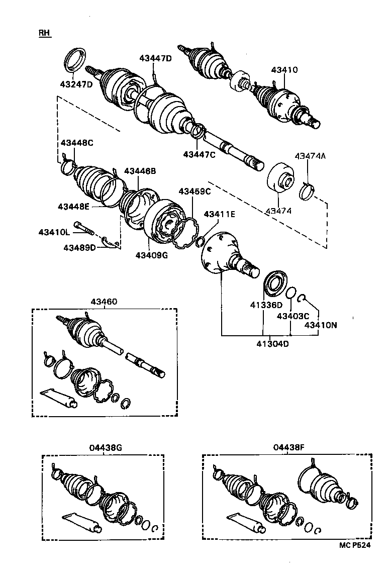 04438-20150 BOOT KIT, FRONT DRIVE SHAFT, IN & OUTBOARD, RH product image