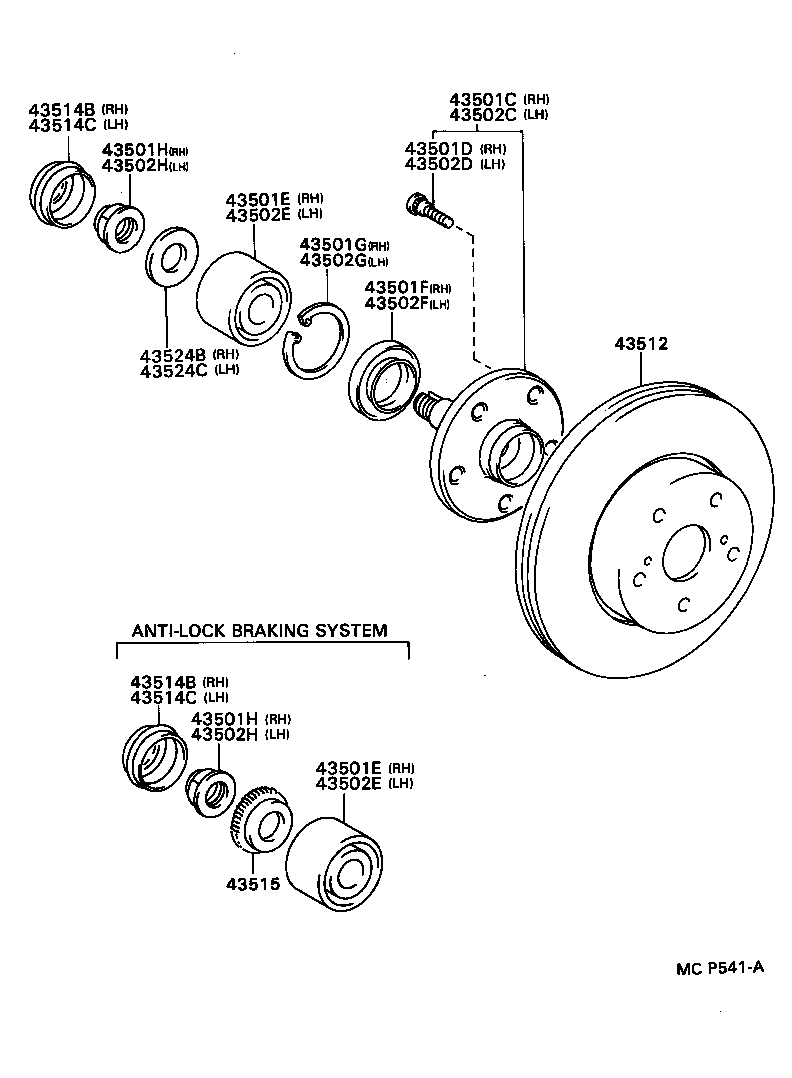 43502-30140 HUB SUB-ASSY, FRONT AXLE, RH product image